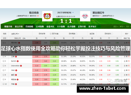 足球心水指数使用全攻略助你轻松掌握投注技巧与风险管理
